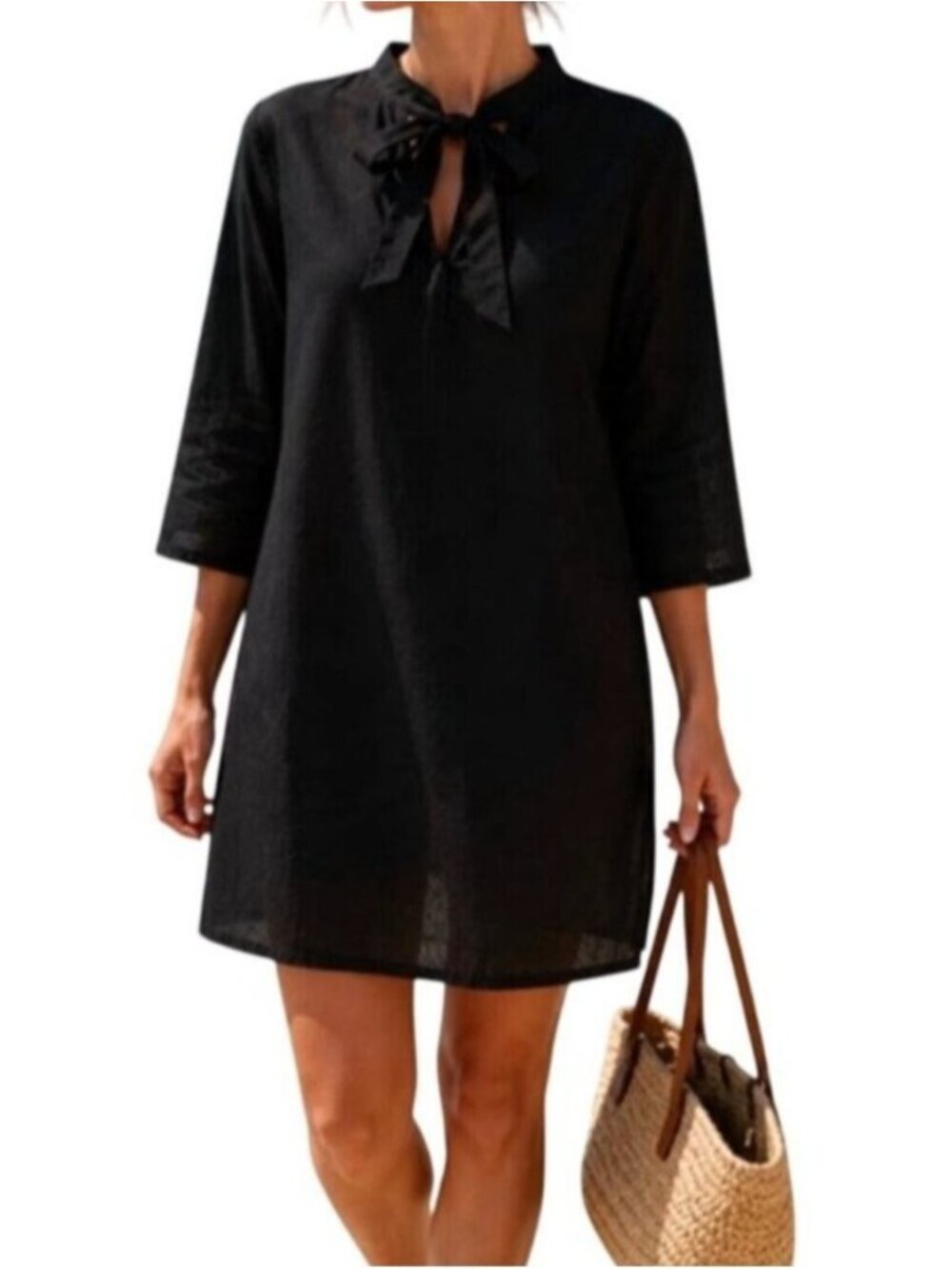 Tuckernuck Beach Marseille Caftan Lightweight Coverup Mini Dress Black S
